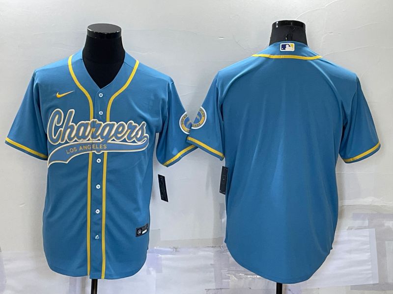 Men Los Angeles Chargers Blank Blue Nike Co branded Jersey->los angeles chargers->NFL Jersey